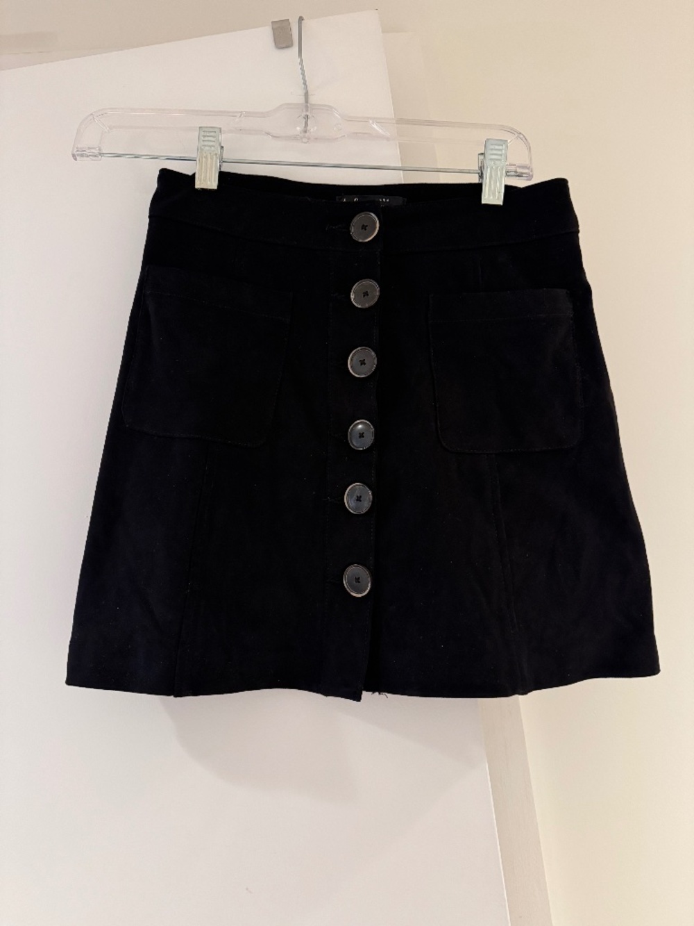 Black suede mini skirt